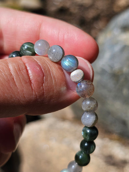 Bracelet Séraphinite, Labradorite et argent 925