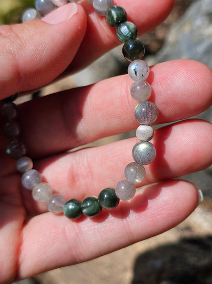 Bracelet Séraphinite, Labradorite et argent 925