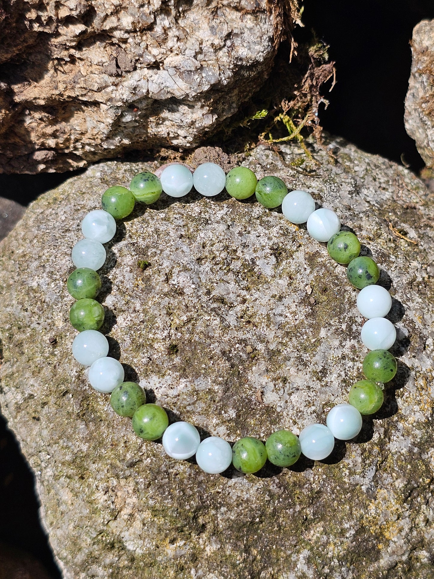 Bracelet Garniérite et jade néphrite