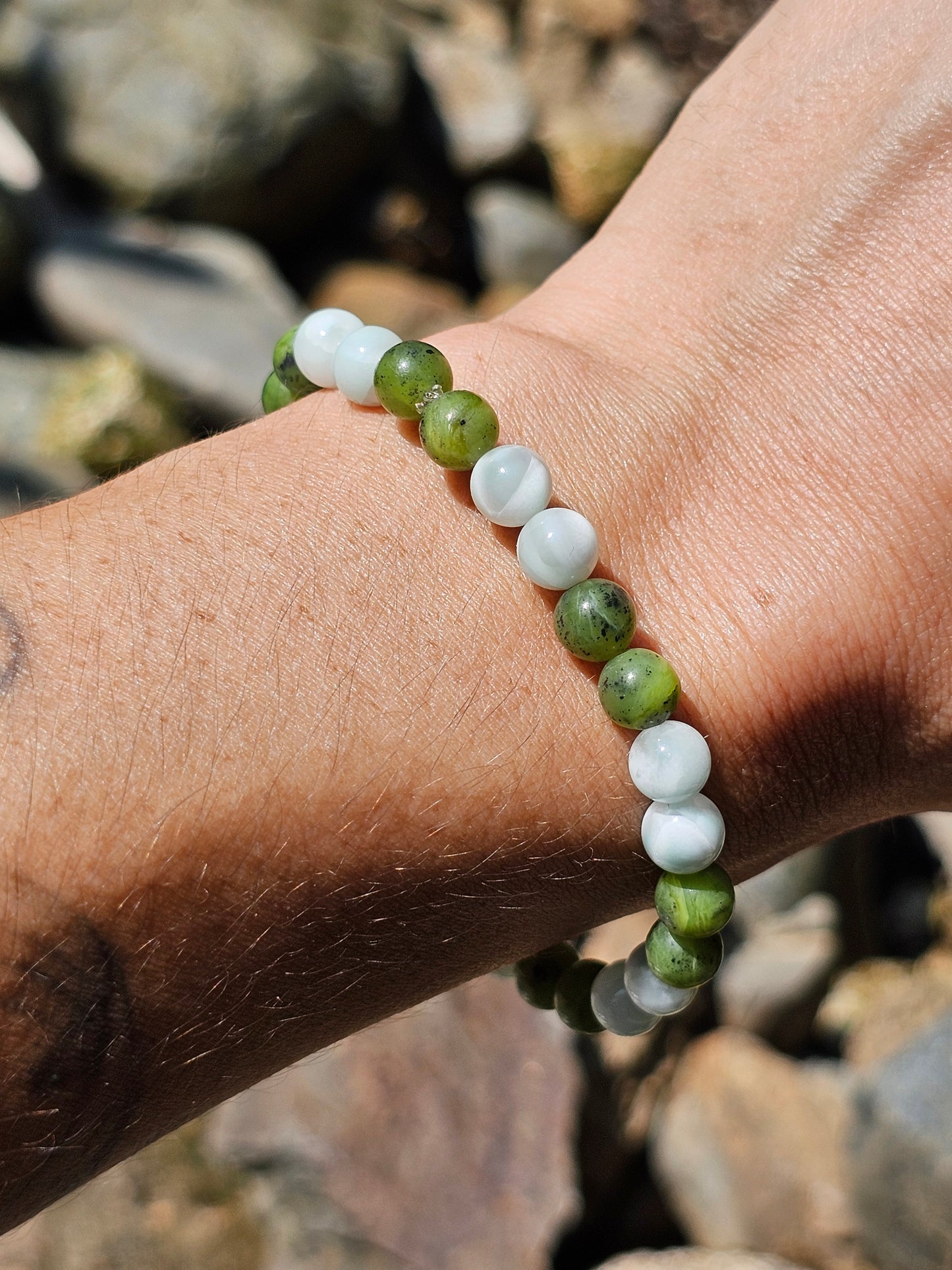 Bracelet Garniérite et jade néphrite