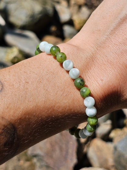Bracelet Garniérite et jade néphrite