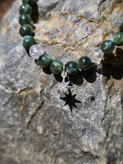 Bracelet "étoile" Séraphinite et cristal de roche
