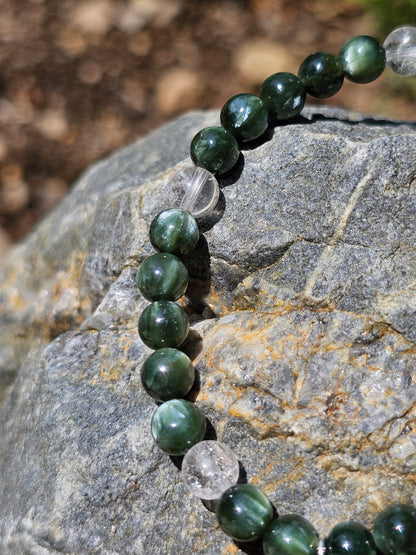 Bracelet "étoile" Séraphinite et cristal de roche