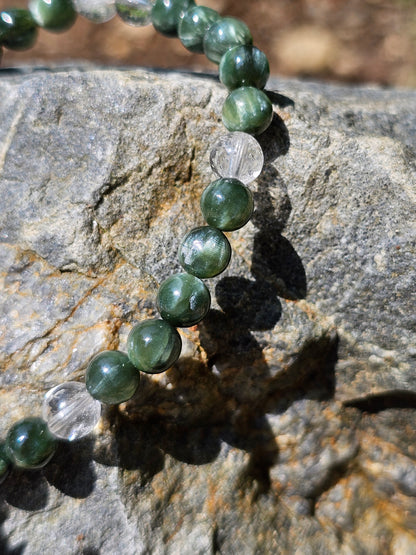 Bracelet "étoile" Séraphinite et cristal de roche