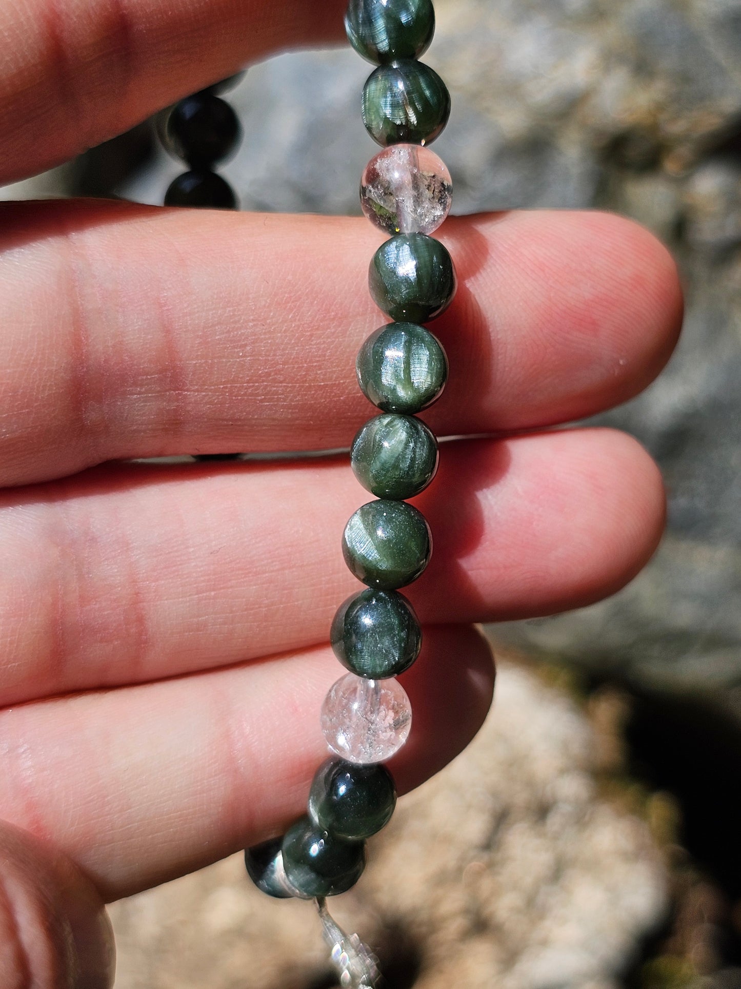 Bracelet "étoile" Séraphinite et cristal de roche