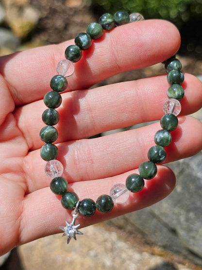 Bracelet "étoile" Séraphinite et cristal de roche