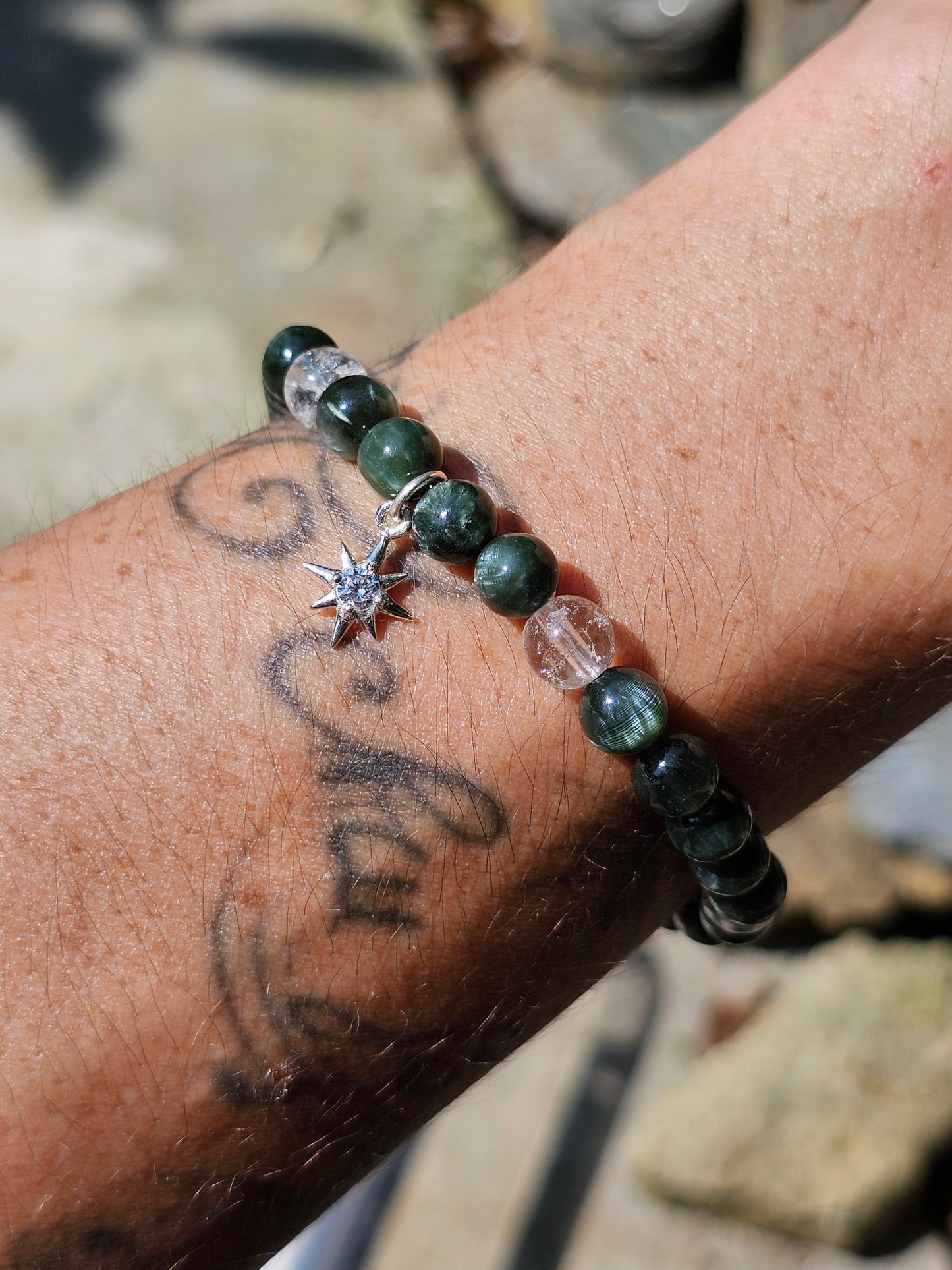 Bracelet "étoile" Séraphinite et cristal de roche