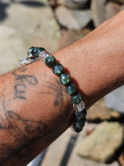 Bracelet "étoile" Séraphinite et cristal de roche