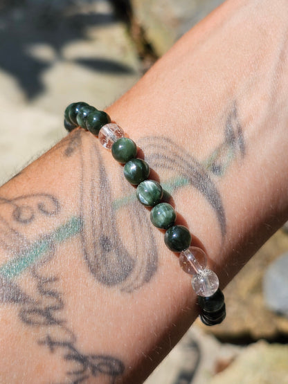 Bracelet "étoile" Séraphinite et cristal de roche