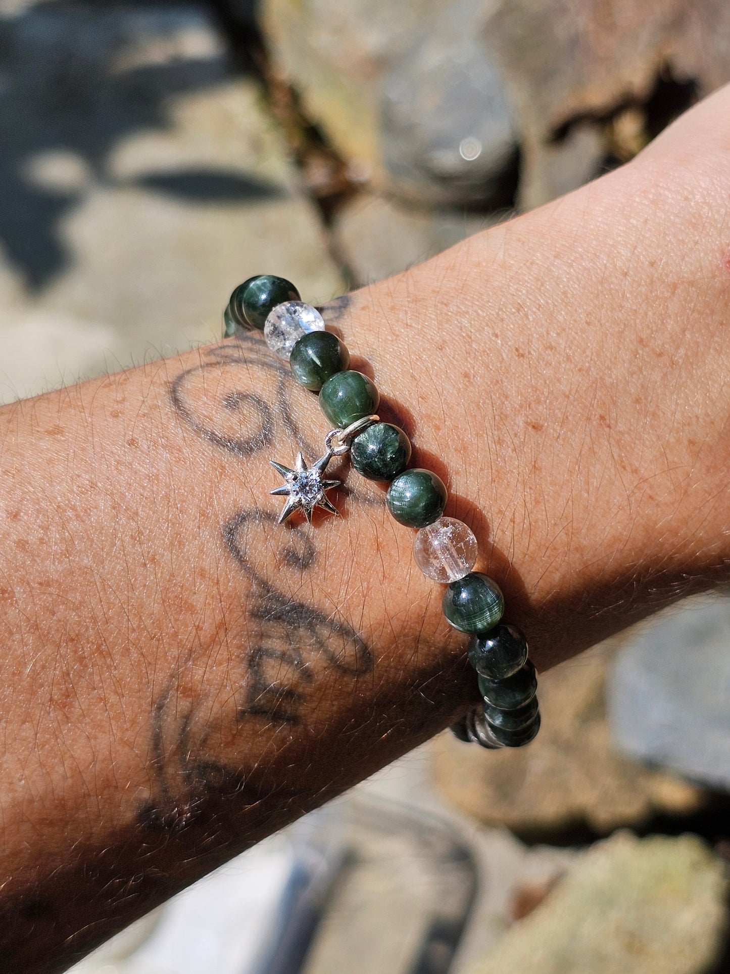 Bracelet "étoile" Séraphinite et cristal de roche