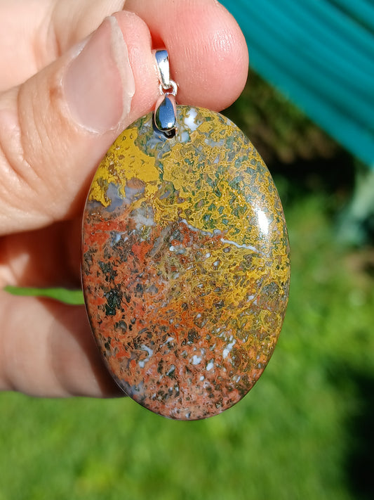 Pendentif Agate mousse rouge n°4