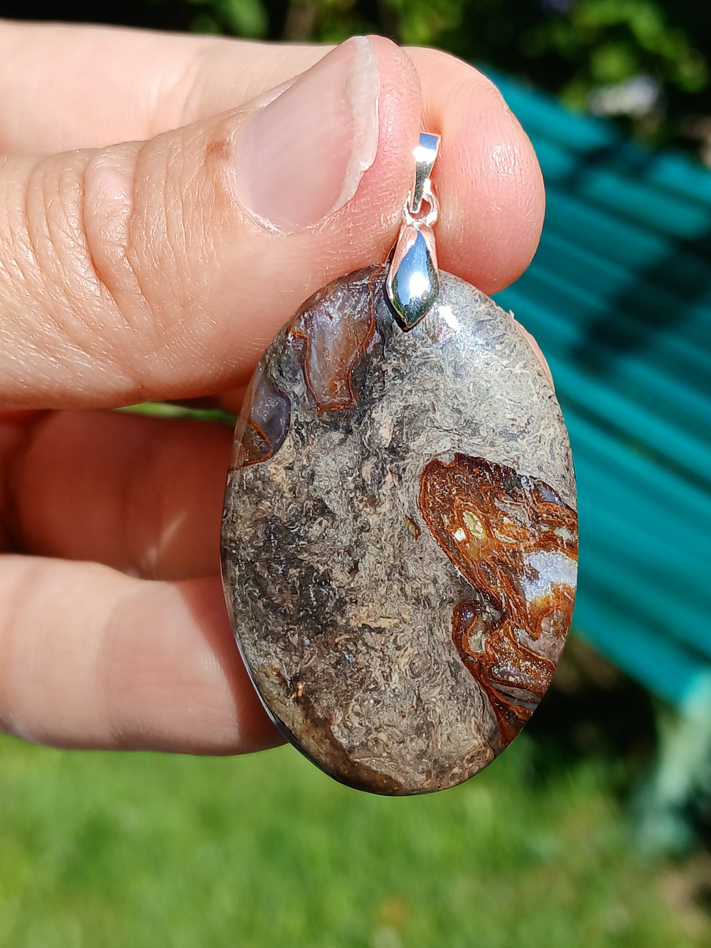Pendentif Agate mousse rouge n°6
