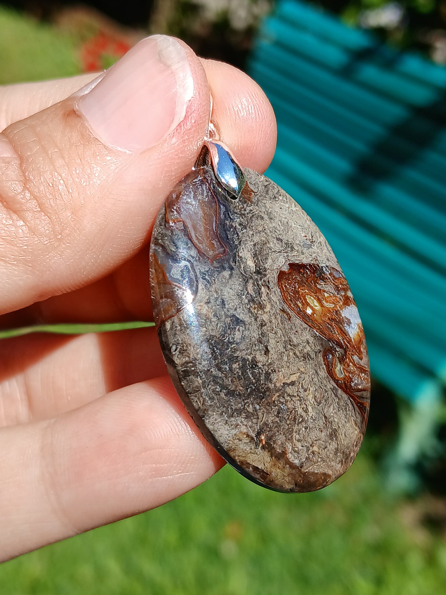 Pendentif Agate mousse rouge n°6