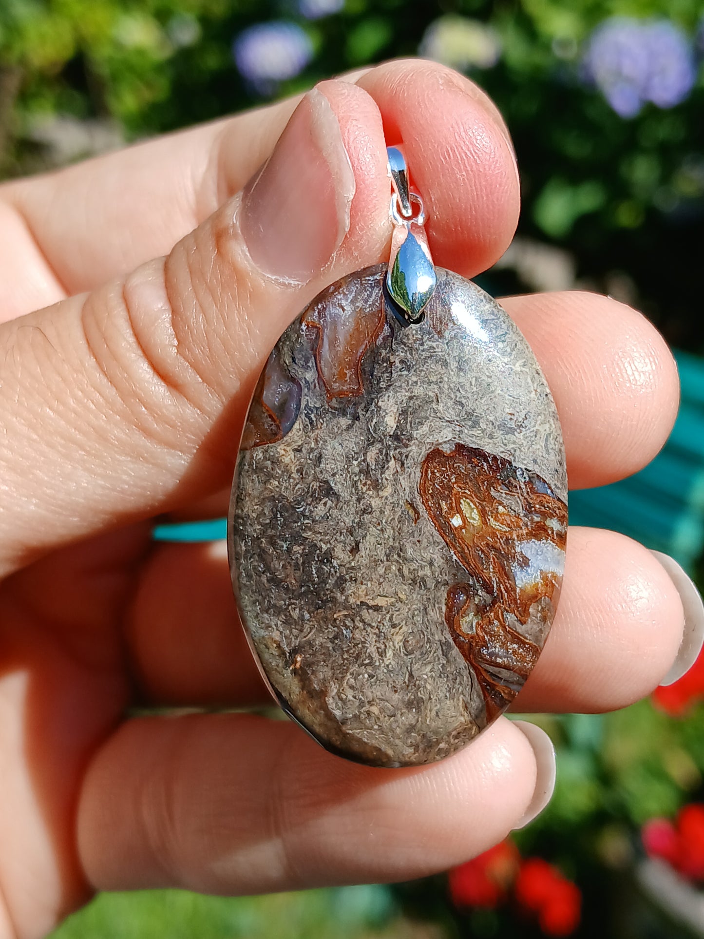 Pendentif Agate mousse rouge n°6