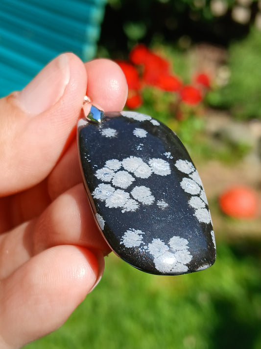 Pendentif Obsidienne flocons de neige n°1
