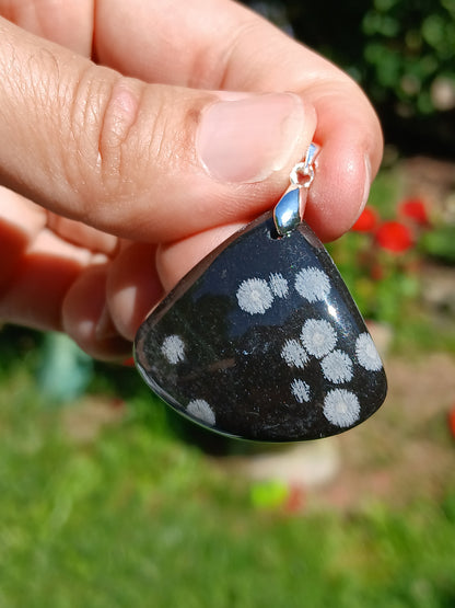 Pendentif Obsidienne flocons de neige n°2