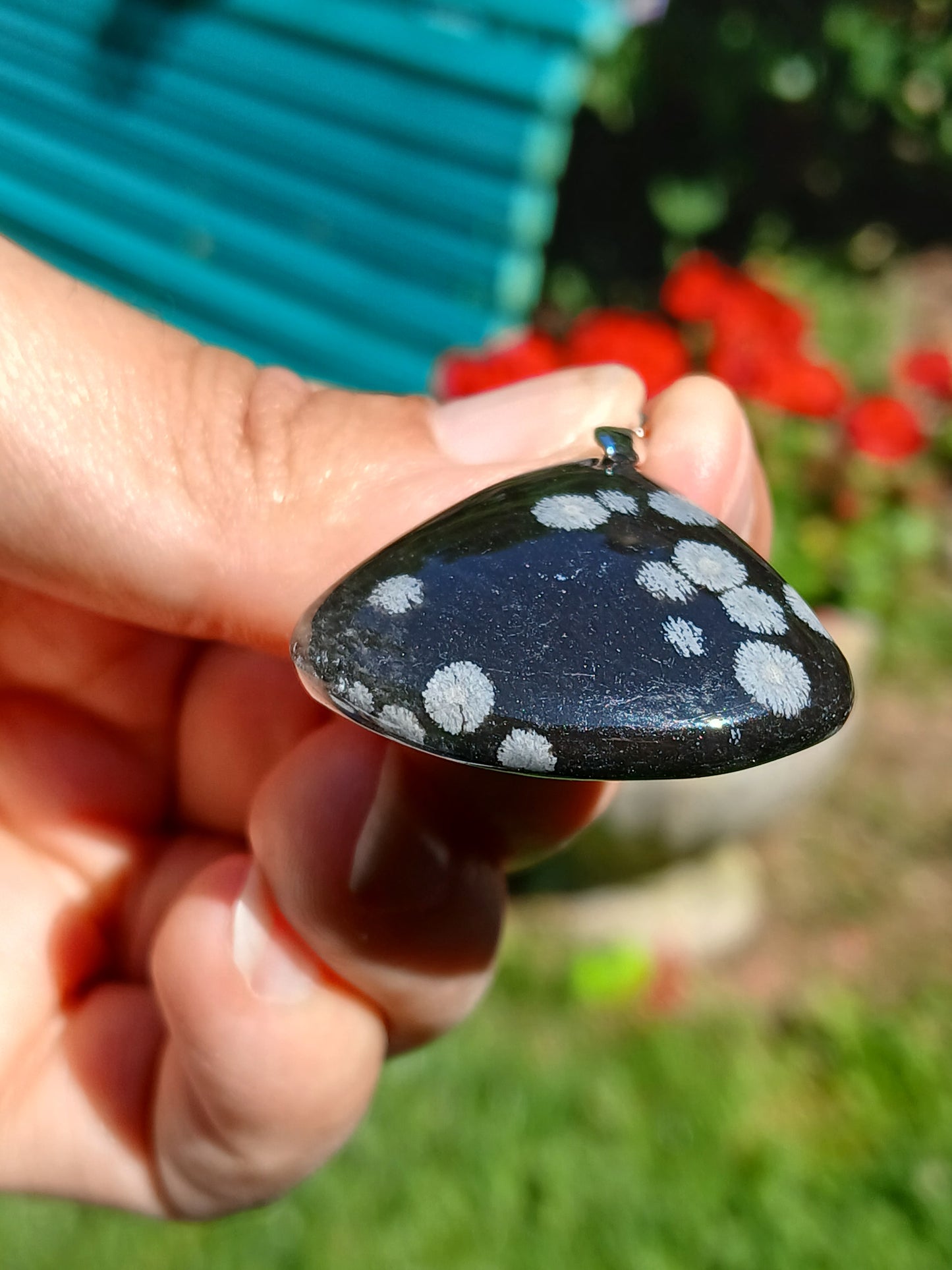 Pendentif Obsidienne flocons de neige n°2