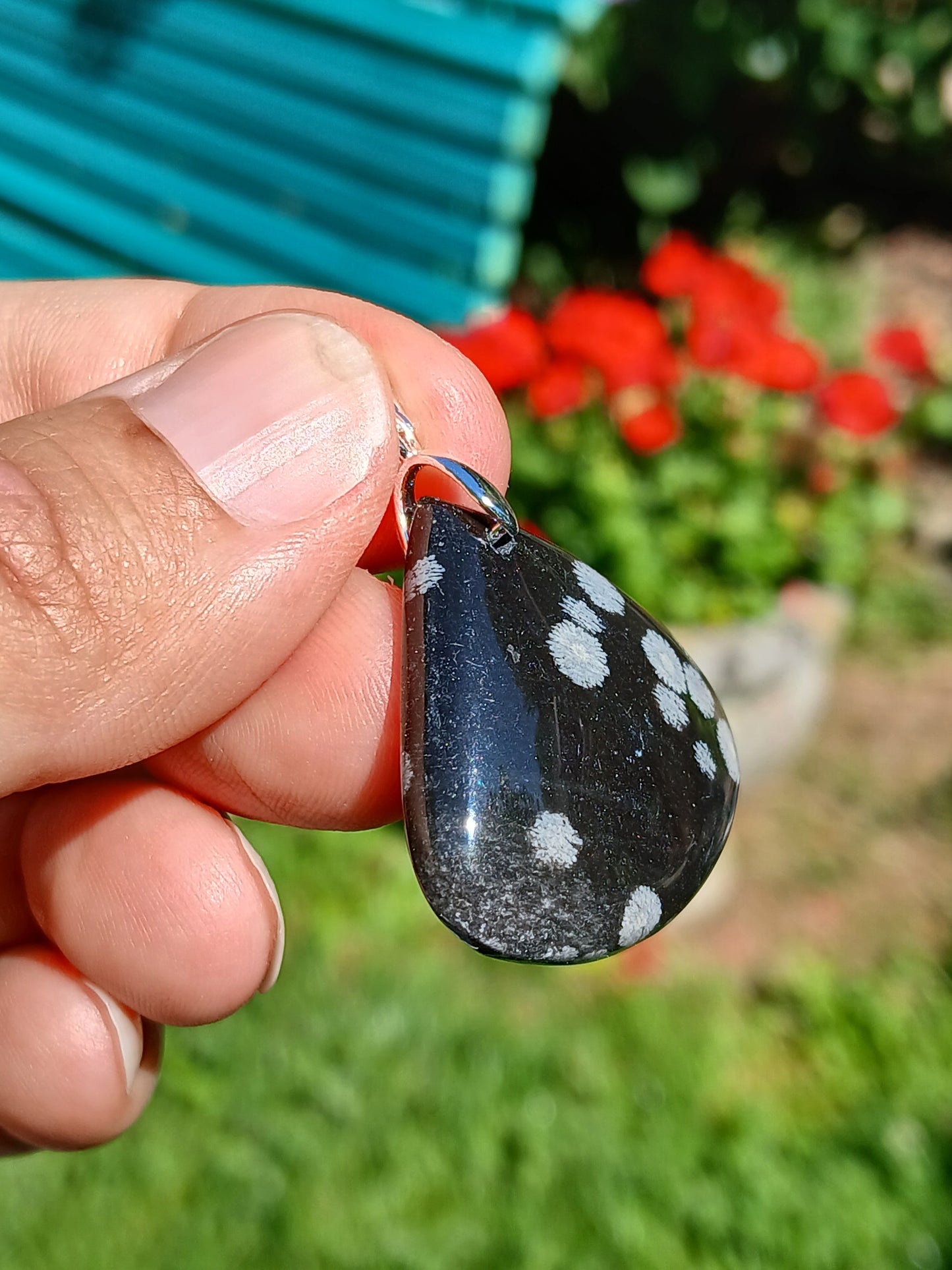 Pendentif Obsidienne flocons de neige n°2