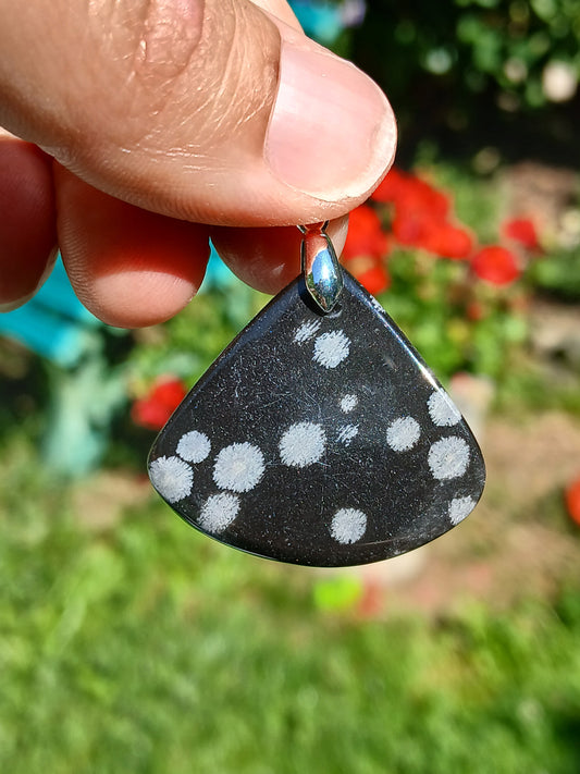 Pendentif Obsidienne flocons de neige n°2