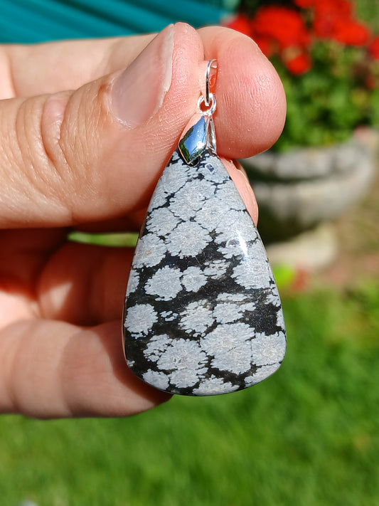 Pendentif Obsidienne flocons de neige n°4