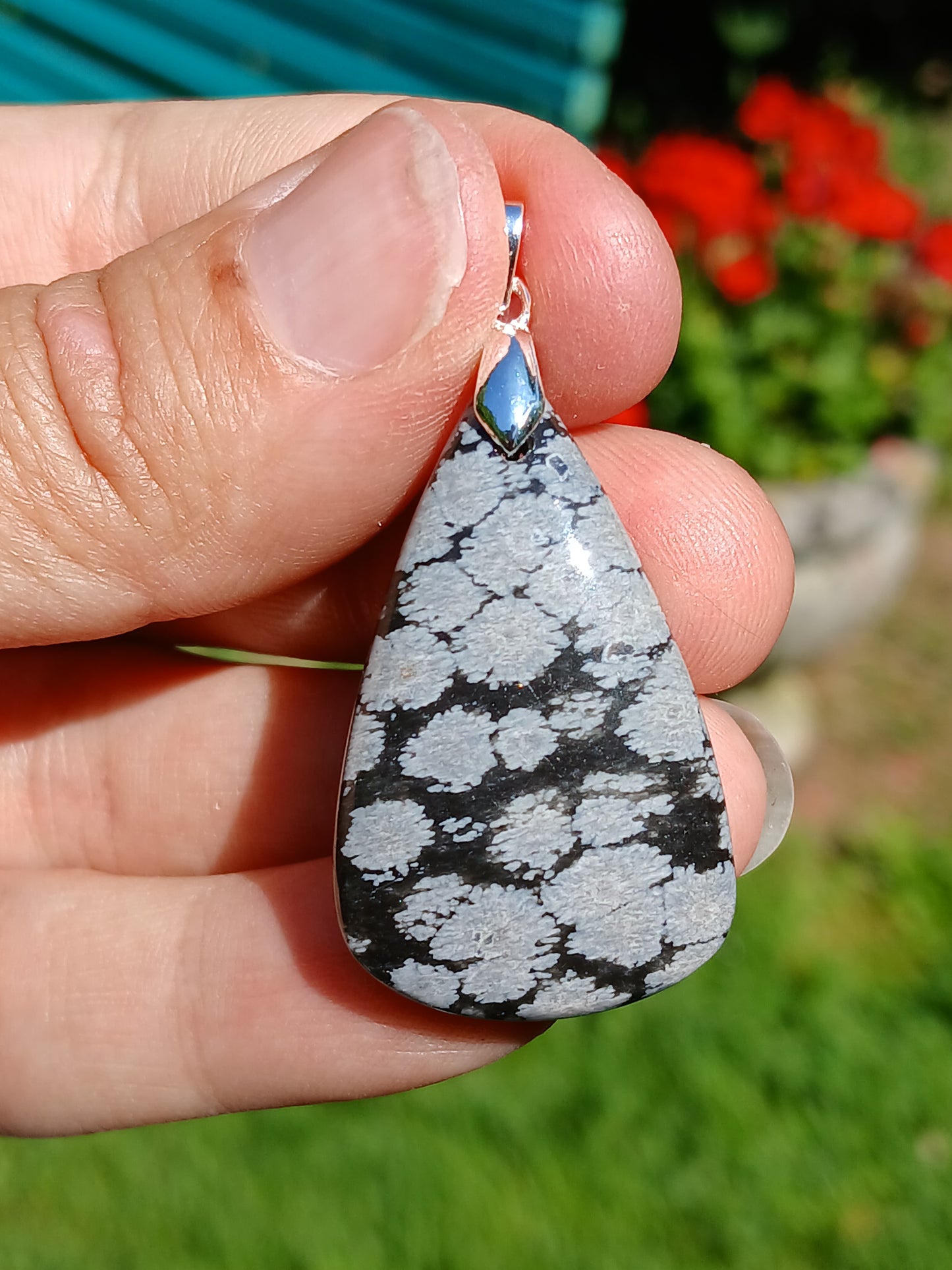 Pendentif Obsidienne flocons de neige n°4