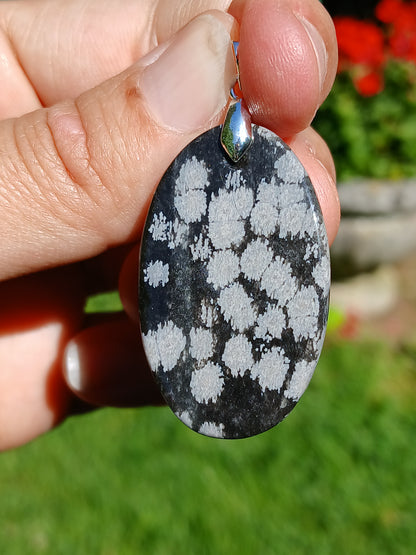 Pendentif Obsidienne flocons de neige n°6