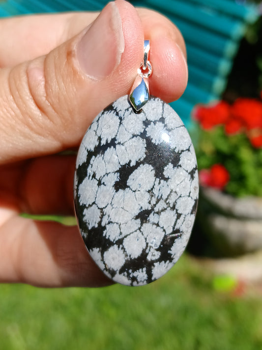 Pendentif Obsidienne flocons de neige n°7