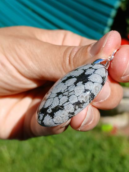 Pendentif Obsidienne flocons de neige n°7