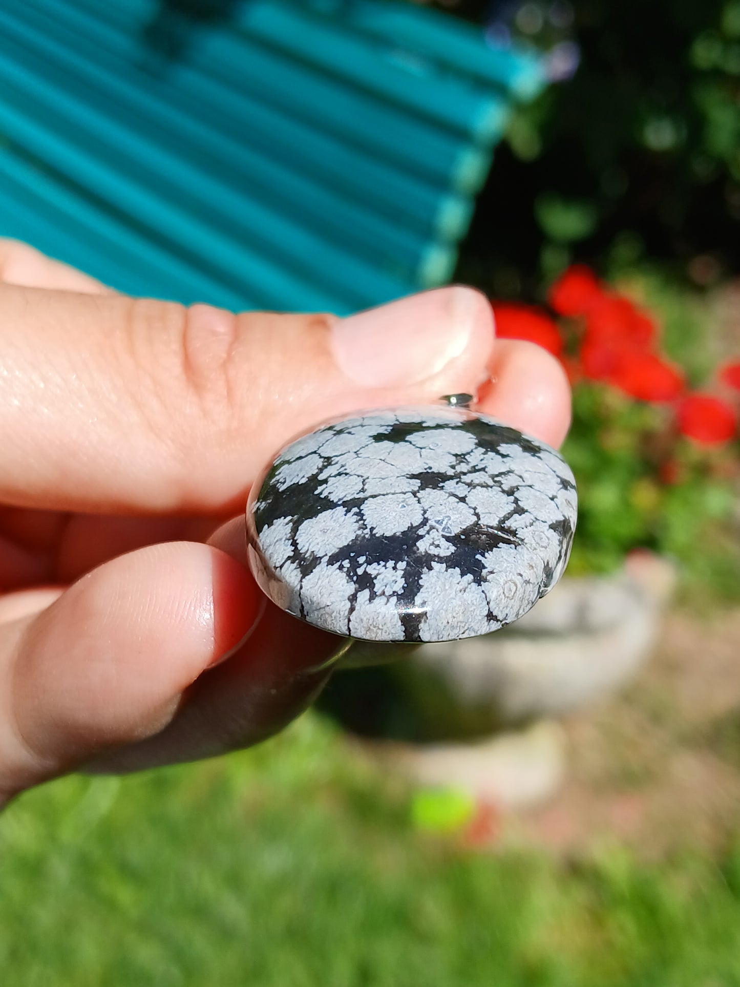Pendentif Obsidienne flocons de neige n°7