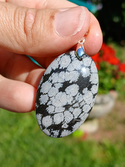 Pendentif Obsidienne flocons de neige n°7
