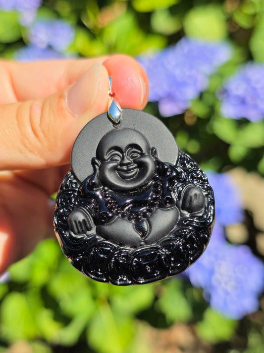 Pendentif Bouddha en Obsidienne noire