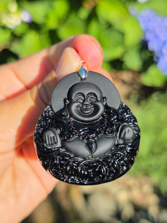 Pendentif Bouddha en Obsidienne noire