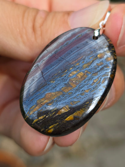 Pendentif Œil de fer (hématite, Jaspe rouge, Œil de tigre) n°1