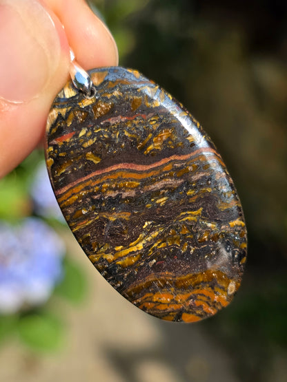 Pendentif Œil de fer (hématite, Jaspe rouge, Œil de tigre) n°2