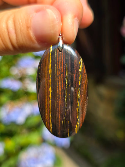 Pendentif Œil de fer (hématite, Jaspe rouge, Œil de tigre) n°3