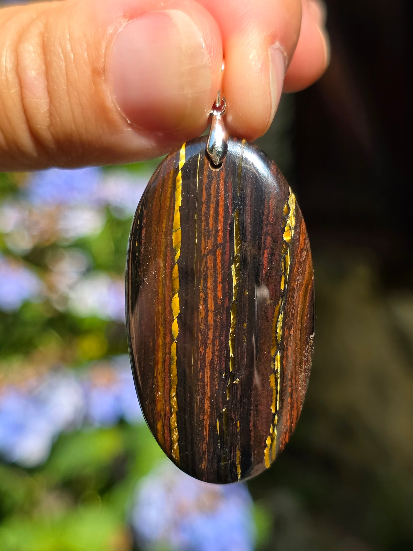 Pendentif Œil de fer (hématite, Jaspe rouge, Œil de tigre) n°3