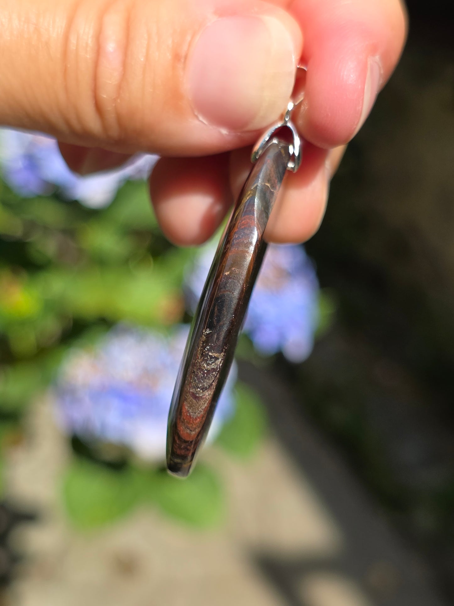 Pendentif Œil de fer (hématite, Jaspe rouge, Œil de tigre) n°3