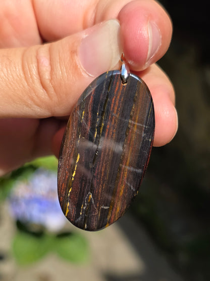 Pendentif Œil de fer (hématite, Jaspe rouge, Œil de tigre) n°3