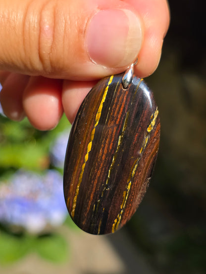 Pendentif Œil de fer (hématite, Jaspe rouge, Œil de tigre) n°3