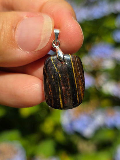 Pendentif Œil de fer (hématite, Jaspe rouge, Œil de tigre) n°7