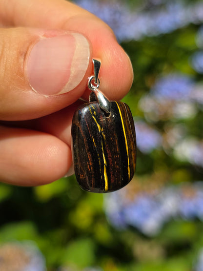 Pendentif Œil de fer (hématite, Jaspe rouge, Œil de tigre) n°7