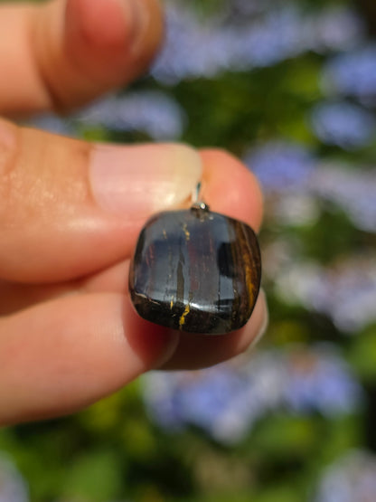 Pendentif Œil de fer (hématite, Jaspe rouge, Œil de tigre) n°7