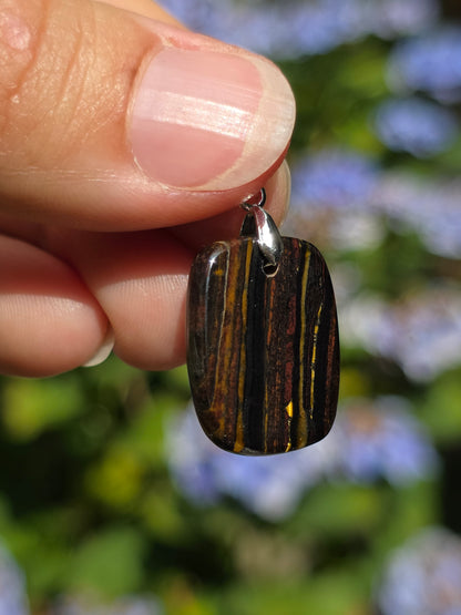 Pendentif Œil de fer (hématite, Jaspe rouge, Œil de tigre) n°7