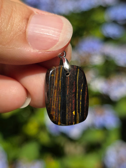 Pendentif Œil de fer (hématite, Jaspe rouge, Œil de tigre) n°7