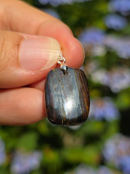 Pendentif Œil de fer (hématite, Jaspe rouge, Œil de tigre) n°7