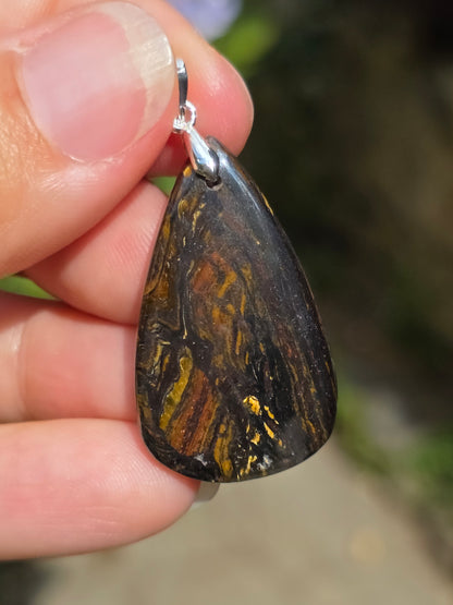 Pendentif Œil de fer (hématite, Jaspe rouge, Œil de tigre) n°9