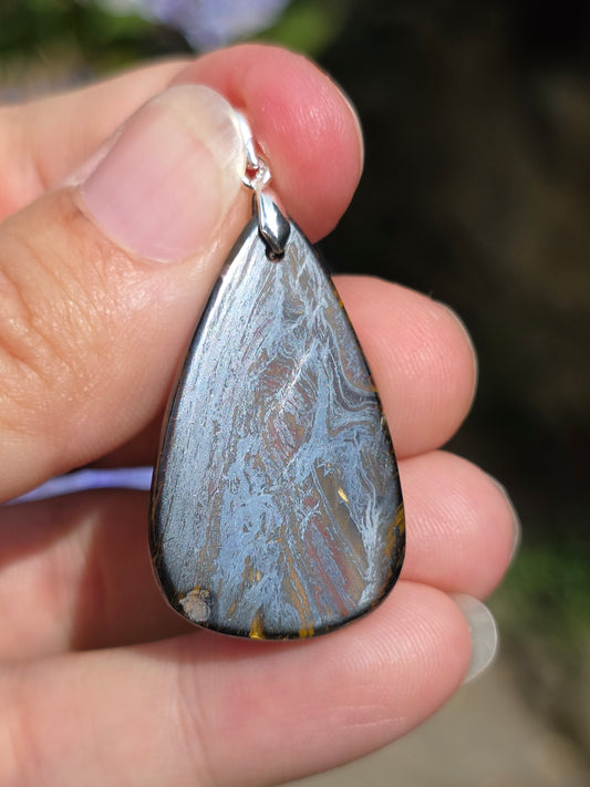 Pendentif Œil de fer (hématite, Jaspe rouge, Œil de tigre) n°9