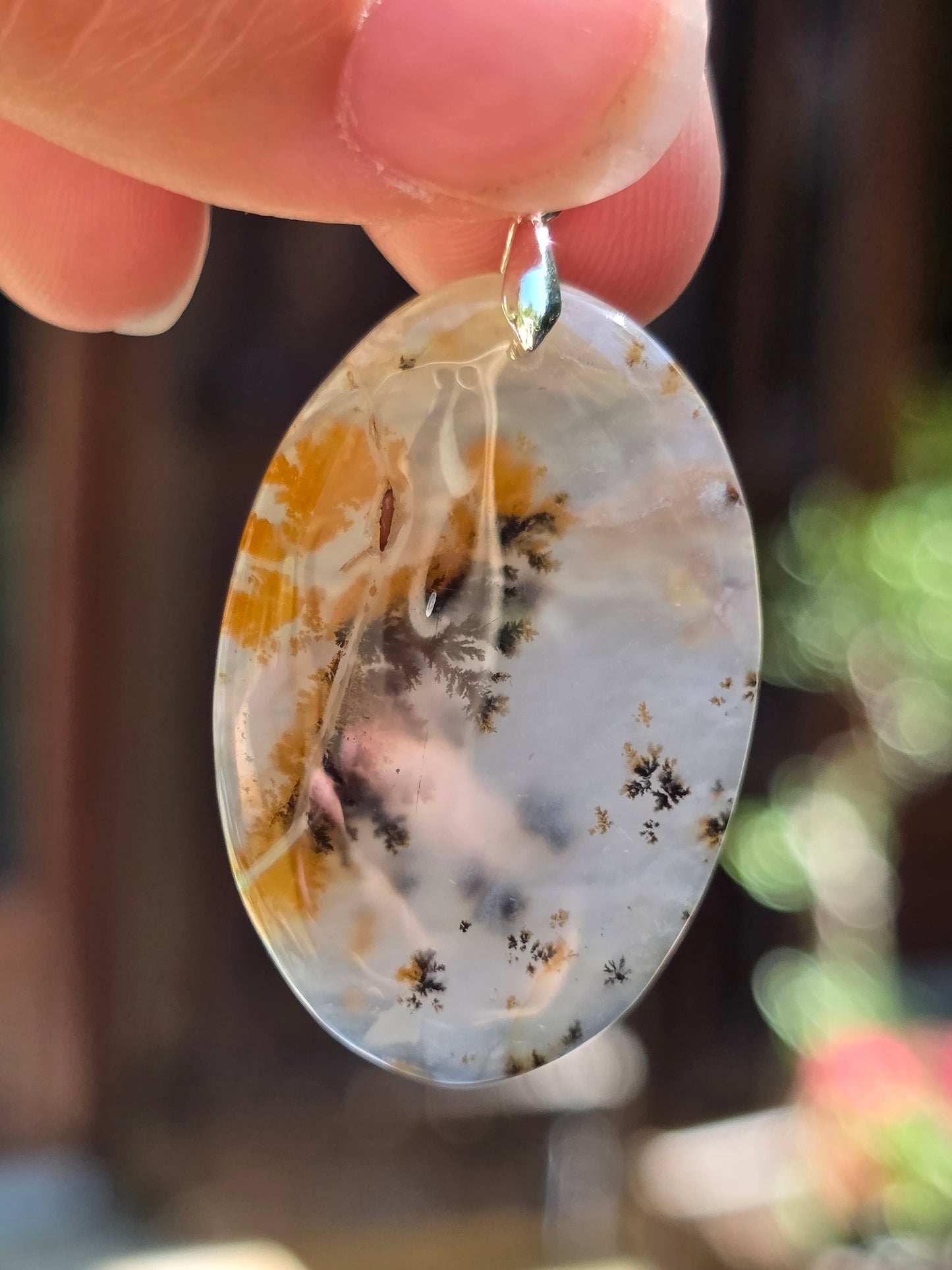 Pendentif Agate dendritique d'Inde n°8