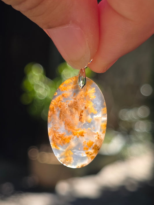 Pendentif Agate dendritique d'Inde n°17