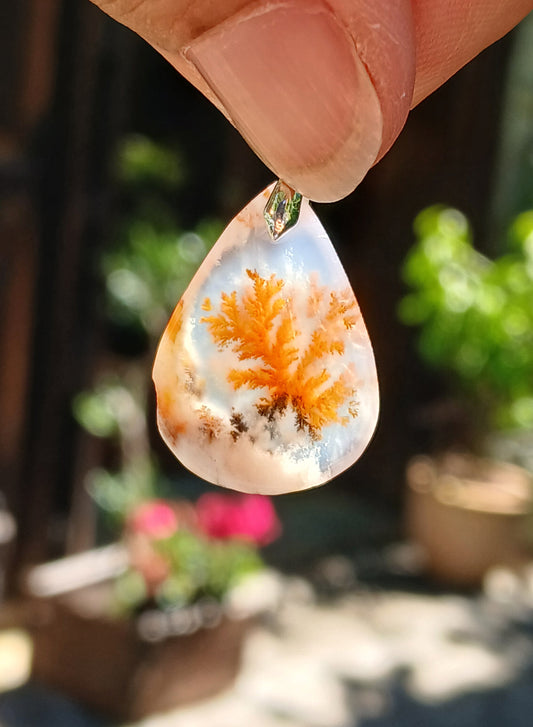 Pendentif Agate dendritique d'Inde n°18